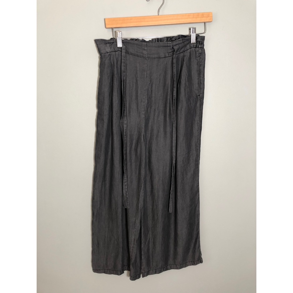 1250C Wide Leg Paperbag Waist Pants Womens Medium Dark Grey Tencel